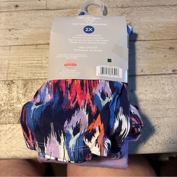 Just Be Plus Super Soft Leggings 2X & 3X Two Pack - Paint Brush & Purple Rose - Picture 10 of 16